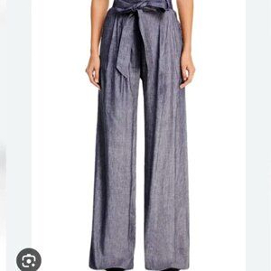 MILLY Trapunto High Waist Flowy Denim Effect Trouser Pants Size 2 $395
